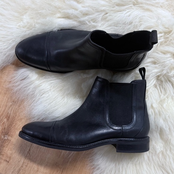 Cole Haan Men's Black Conway Waterproof Leather Cap-Toe Chelsea Boots Size 10.5 - Picture 2 of 9